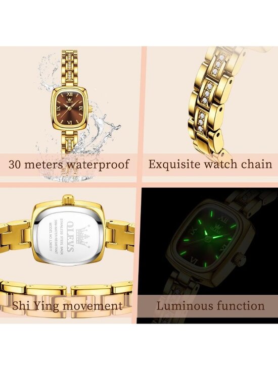 Women\'s Gold band / Brown dial Diamond Fashion Elegant Chronograph Wrist Watch